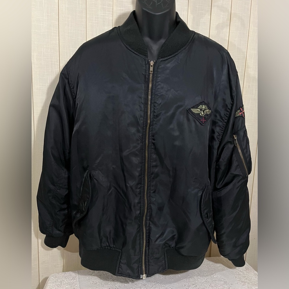 VTG 80s EXPRESSIONS Nylon Bomber Moto Jacket XL 46